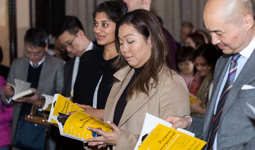 Leafing through to discover the many great ideas and examples of purpose in business. 