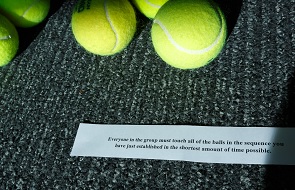 Team exercise using tennis balls